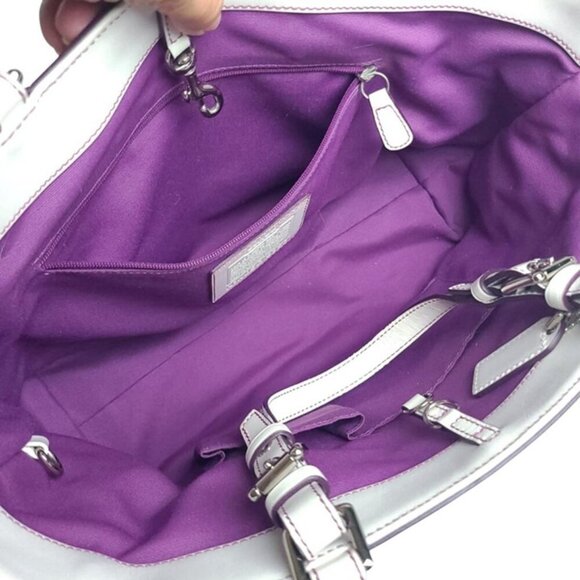 Vintage COACH Optic Signature Tote Handbag in purple Suede Y2K - Picture 2 of 11